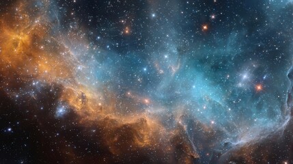 Naklejka premium Vibrant Nebula and Stars Cosmic Space Background