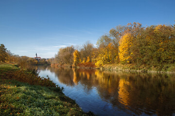Autumn river gold colors Becva