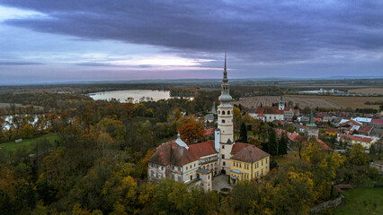 Tovacov czechia aerial view autumn