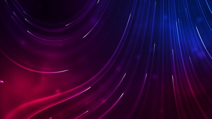 Big data light speed flow avoid the center. Abstract digital data stream of quantum computing. Blue and red cyberspace of qubit trail waves. Modern tech information transmission.  - Powered by Adobe