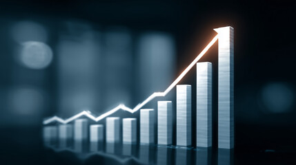 Representação visual de alta no mercado, evidenciando crescimento constante, aumento de lucro e bom desempenho corporativo