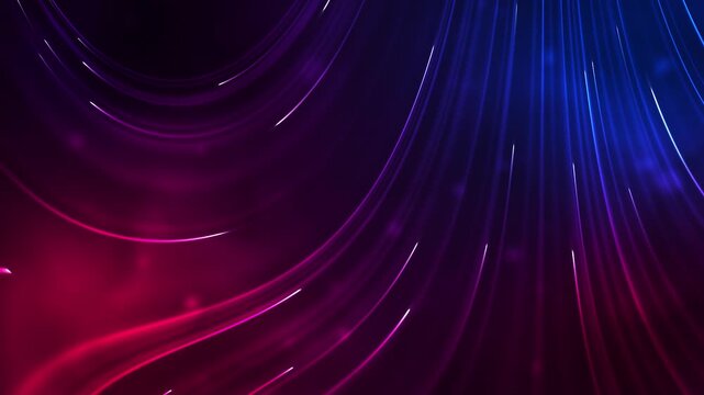 Big data light speed flow avoid the center. Abstract digital data stream of quantum computing. Blue and red cyberspace of qubit trail waves. Modern tech information transmission. 