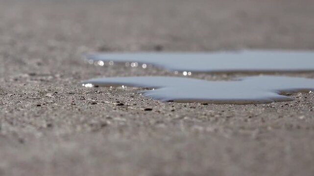 Real natural tide on ground soil surface.Tides are the rise and fall of sea levels caused by the combined effects of gravitational forces exerted by the sun and rotation of the Earth.