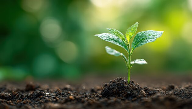 Earth Day: Symbol Of Renewal - Youthful Green Sprout Emerging From Earth, Embracing Ecology, Advocating For Organic Food, Encouraging Tree Planting, Promoting Agriculture And Farming.