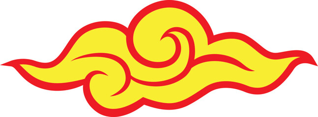 cloud sky yellow red asia china japan styls flat illustration design