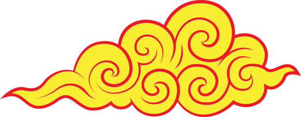 cloud sky golden asia china japan styls flat illustration design