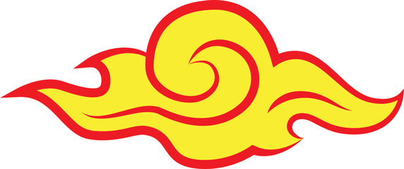 cloud sky golden asia china japan styls flat illustration design