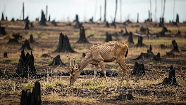 Wildlife Struggles for Survival After Devastating Forest Fire.