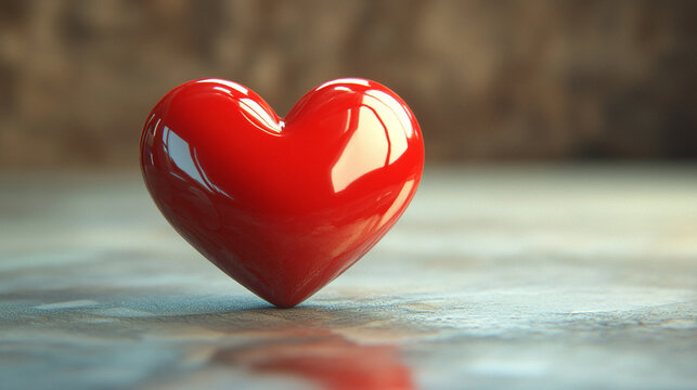 3D red heart icon element with glossy smooth finish and modern design representing love passion affection and digital symbolism ideal for app design user interface and creative visuals