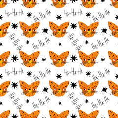 Halloween animals seamless cats pattern for wrapping paper and fabrics and linens and kids clothes print