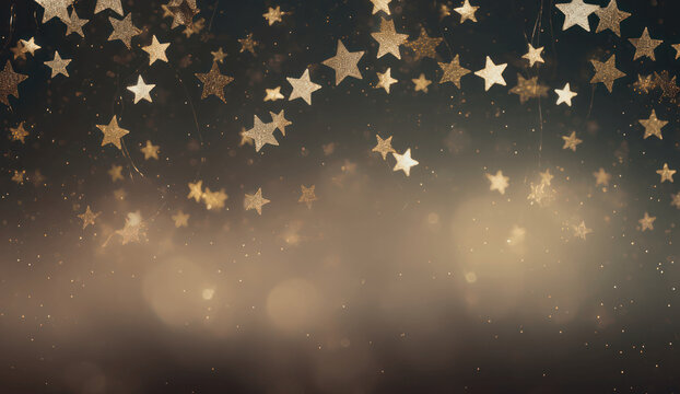 Celebrate with charming gold stars twinkling against a dark backdrop, ideal for elegant holiday invitations and festive promotions, bringing warmth and joy to every occasion