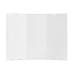 Naklejka premium Three Panel White Brochure Stand Isolated on Black Background with Glitch Artifacts Visible on the Left Edge