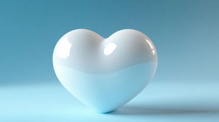 3D white heart icon element with smooth glossy finish and modern design representing love purity positivity and digital symbolism ideal for app design user interface and creative visuals