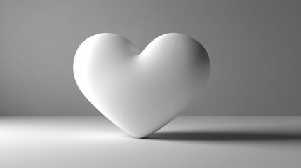 3D white heart icon element with smooth glossy finish and modern design representing love purity positivity and digital symbolism ideal for app design user interface and creative visuals