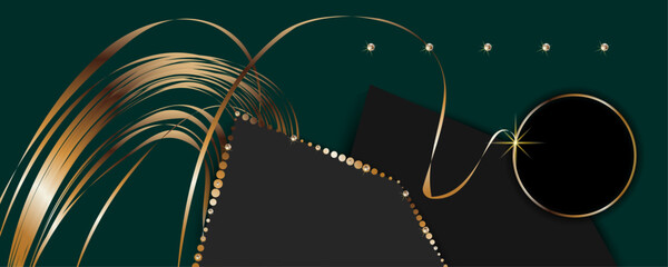 Christmas Festive, elegant, shiny gold design black background abstract shiny