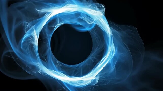 Mysterious Cosmic Aura: An abstract display of celestial energy, capturing the essence of the cosmos with swirling blue light against a backdrop of darkness.