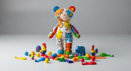 Obraz premium Toys, logos, puzzle, house, vector, illustration, architecture, art, icon, design, child, family, construction, symbol, toy, clown, baby, doll, fun, circus, holiday, animal, red, plasticine, colorful