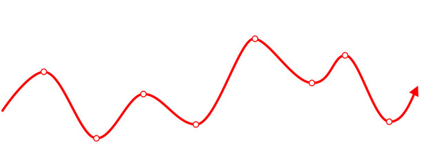 Naklejka premium Red downward arrow icon representing profit loss. Isolated vector illustration showing decline graph and negative financial trend