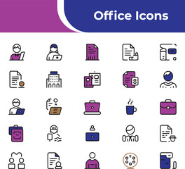Minimal Office Icon Set | Business and Work Line Icons | Modern Flat Style