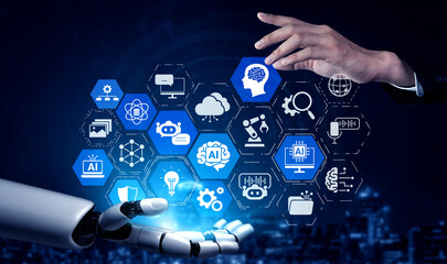 AI brain processor with LLM, big data, and generative models supports business with advanced prompt engineering and agentic AI technology. Entice