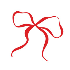 Red wavy bow isolated on white background