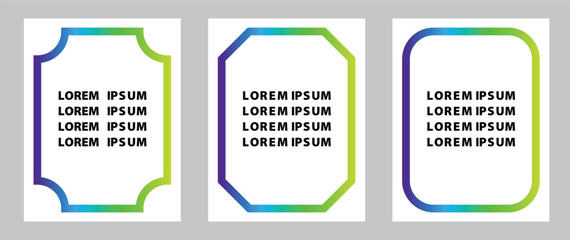 Three white Flayer Design with colorful gradient frames and placeholder text, arranged side by side.