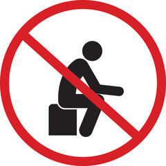 Warning symbol, do not sit here, vector illustration