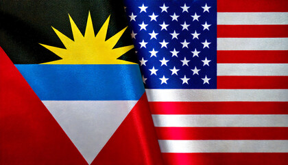 Fototapeta premium アメリカの国旗とアンティグア・バーブーダの国旗(USA Flag &Antigua and Barbuda flag.) 