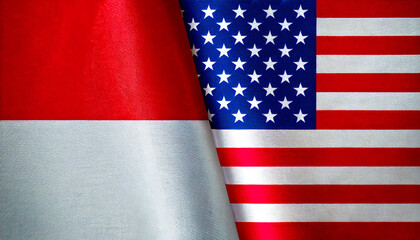 Obraz premium アメリカの国旗とインドネシアの国旗(USA Flag &Indonesia flag.) 