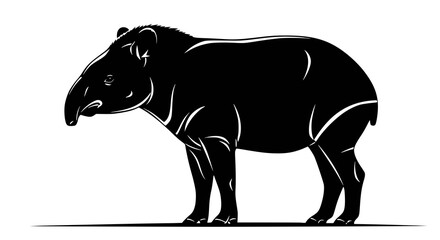 Obraz premium Vector silhouette of a tapir, a unique forest mammal. Design for conservation websites, zoo signage, or south American travel guides. Transparent PNG version.
