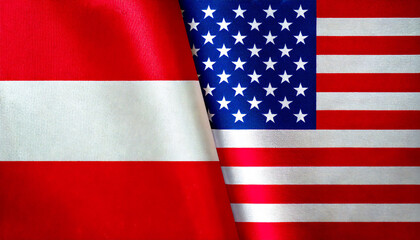 Obraz premium アメリカの国旗とオーストリアの国旗(USA Flag &Austria flag.) 