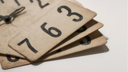 Vintage Numbered Cards Tied Together with String.