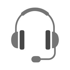 Headphone with mic icon, customer support and communication symbol, call center illustration representing help desk, audio chat, and online assistance concept