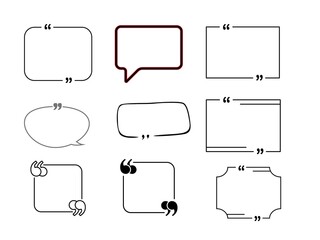 Quote Bubble Icons and Speech Shapes – Chat, Comment, and Dialogue Vector Set on White Background