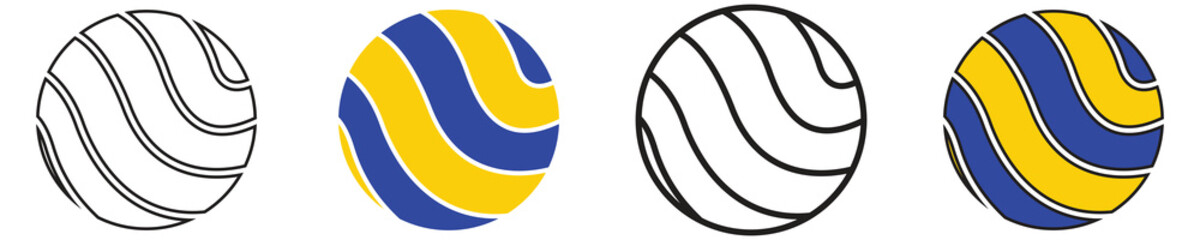 Yellow and Blue, classic volleyball, vector icon set