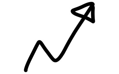 Hand Drawn Upward Arrow with Right Curved Turn Doodle Vector Icon