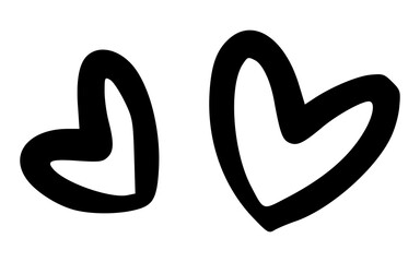 Simple Hand Drawn Doodle Twin Hearts Vector Icon Set