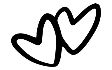Hand Drawn Overlapping Hearts Doodle Vector Outline