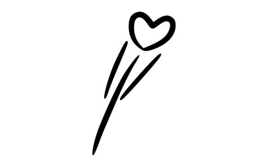 Dynamic Hand Drawn Flying Heart with Speed Lines Doodle Vector