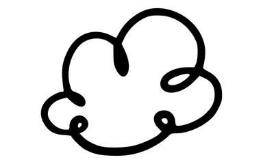 Cute Handmade Outline Cloud Shape Doodle Vector Icon
