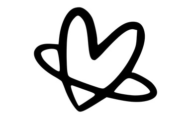 Decorative Hand Drawn Heart with Abstract Ring Element Doodle Vector
