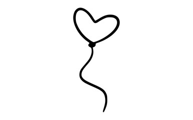 Whimsical Hand Drawn Heart Balloon Outline Doodle Vector