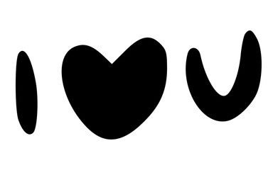 Bold Hand Drawn I Love You Typography Doodle Vector Text
