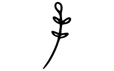 Stylized Hand Drawn Small Botanical Branch Leaf Doodle Vector Element