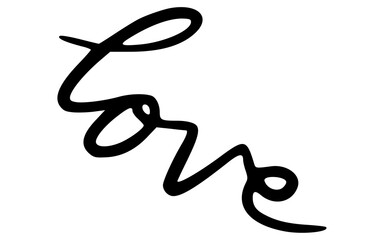 Hand Drawn Love Typography Word with Heart Element Doodle Vector