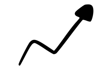 Hand Drawn Diagonal Directional Arrow with Motion Speed Lines Doodle Vector