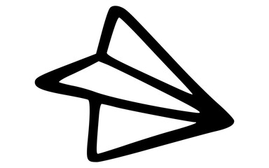 Minimalist Hand Drawn Outline Paper Airplane Doodle Vector Icon