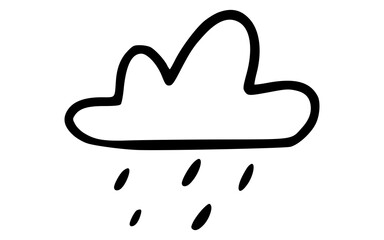 Cute Hand Drawn Outline Raining Cloud Weather Doodle Vector Icon