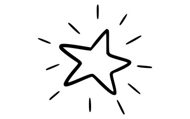 Hand Drawn Eight Ray Sparkling Star Doodle Vector Icon
