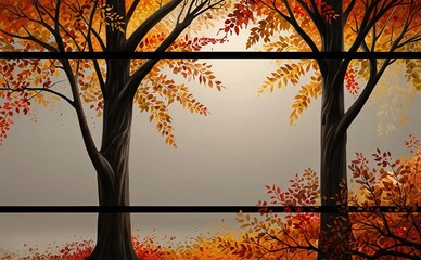 Autumn Leaf Frame with Space for Text	